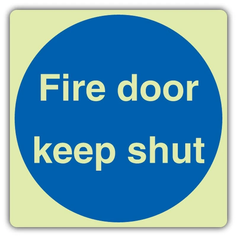 V Safety Photoluminescent Fire Door Keep Shut - Square Safety Sign - 450 x 450 mm - 1.2mm Rigid Plastic - Double Glow