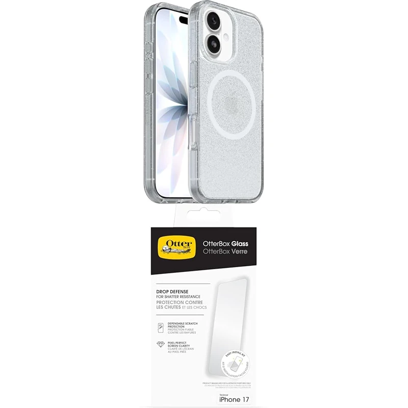 OtterBox React Series MagSafe Case for iPhone 17, Protective Thin Case, Tested to Military Standard, Stardust Glass Screen Protector for iPhone 17