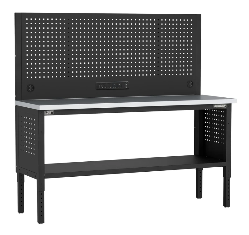 Sealey Superline PRO® Modular Workbench with Pegboard Back Panel Stainless Steel Worktop Adjustable Height 1830mm - APMWB72COMBOSS