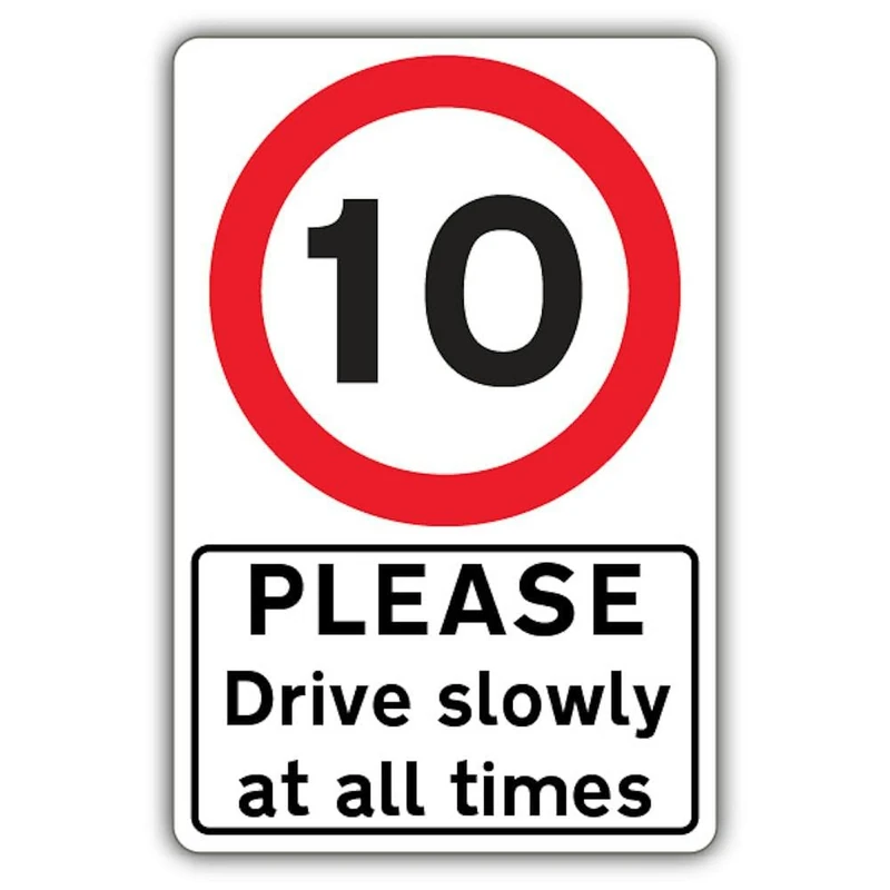 V Safety Please Drive Slowly At All Times - Speed Limit 10 MPH Safety Sign - 400 x 600 mm - RA2 Reflective 3mm Aluminium Composite