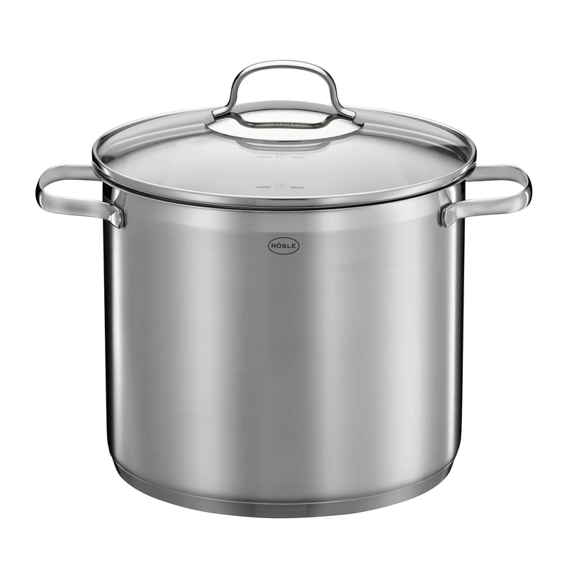 RÖSLE Elegance Vegetable Saucepan/Party Saucepan, Premium Stainless Steel for Cooking Large Quantities, 13 Litre, 18/10 Stainless Steel, Inner Graduation, Induction Safe