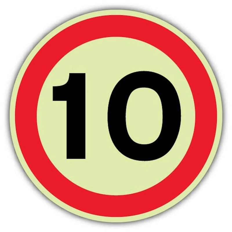 V Safety GloReflect 10 MPH Safety Sign - 450 x 450 mm - 1.2mm Rigid Plastic - GloReflect