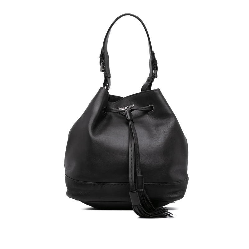 Prada Pre-Loved City Calf Drawstring Bucket Bag