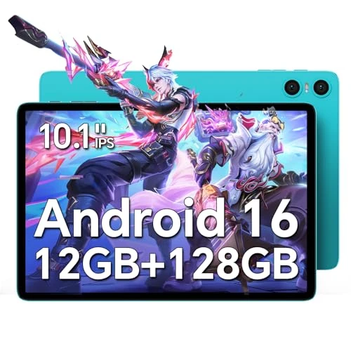 TECLAST Newest Tablets Android 16, P30 10.1 Inch Tablet, 12(4+8)GB RAM 128GB ROM(TF 1TB), 6000mAh, WiFi6 Android Tablets, 1280x800 IPS, Quad-Core, 2 Speaker|Netflix|Type-C|BT5.0|Camera|3.5mm Jack|GMS
