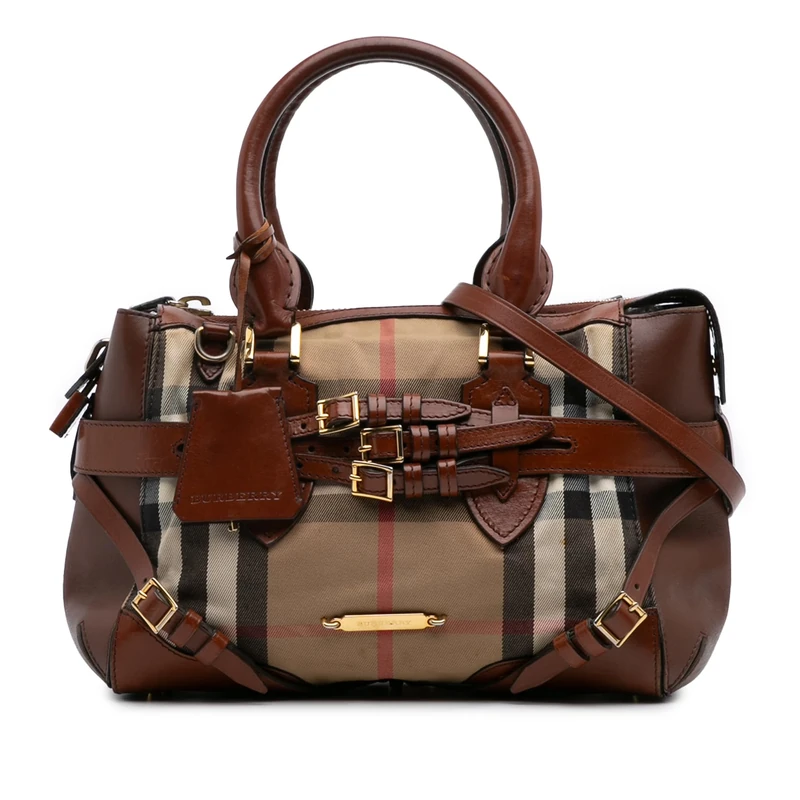 BURBERRY Pre-Loved Small House Check Canvas Bridle Gladstone Satchel