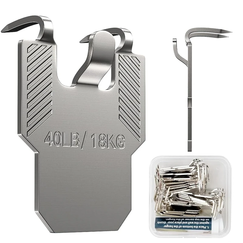 20Pcs Claw Picture Hanger Hooks for Plasterboard Walls, No Nails Drywall Picture Hanging Kit, Holds up to 40lb, No Damage Heavy Duty Hook, Painting, Mirror, Photo Frame, Art, Tool-Free Installation