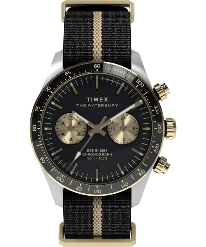 Timex Herren Chronograph Quarz Armbanduhr Waterbury Heritage