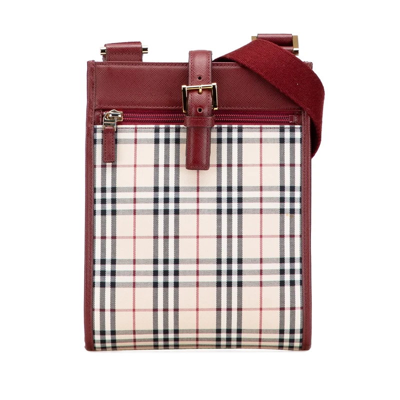 BURBERRY Pre-Loved House Check Canvas Crossbody Bag