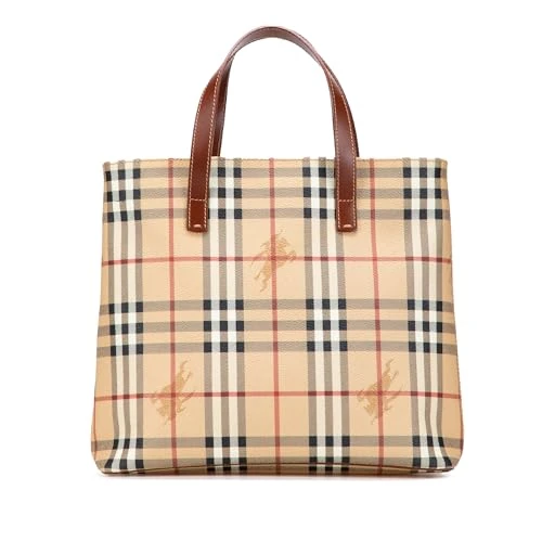 BURBERRY Pre-Loved Haymarket Check Coated Canvas Tote