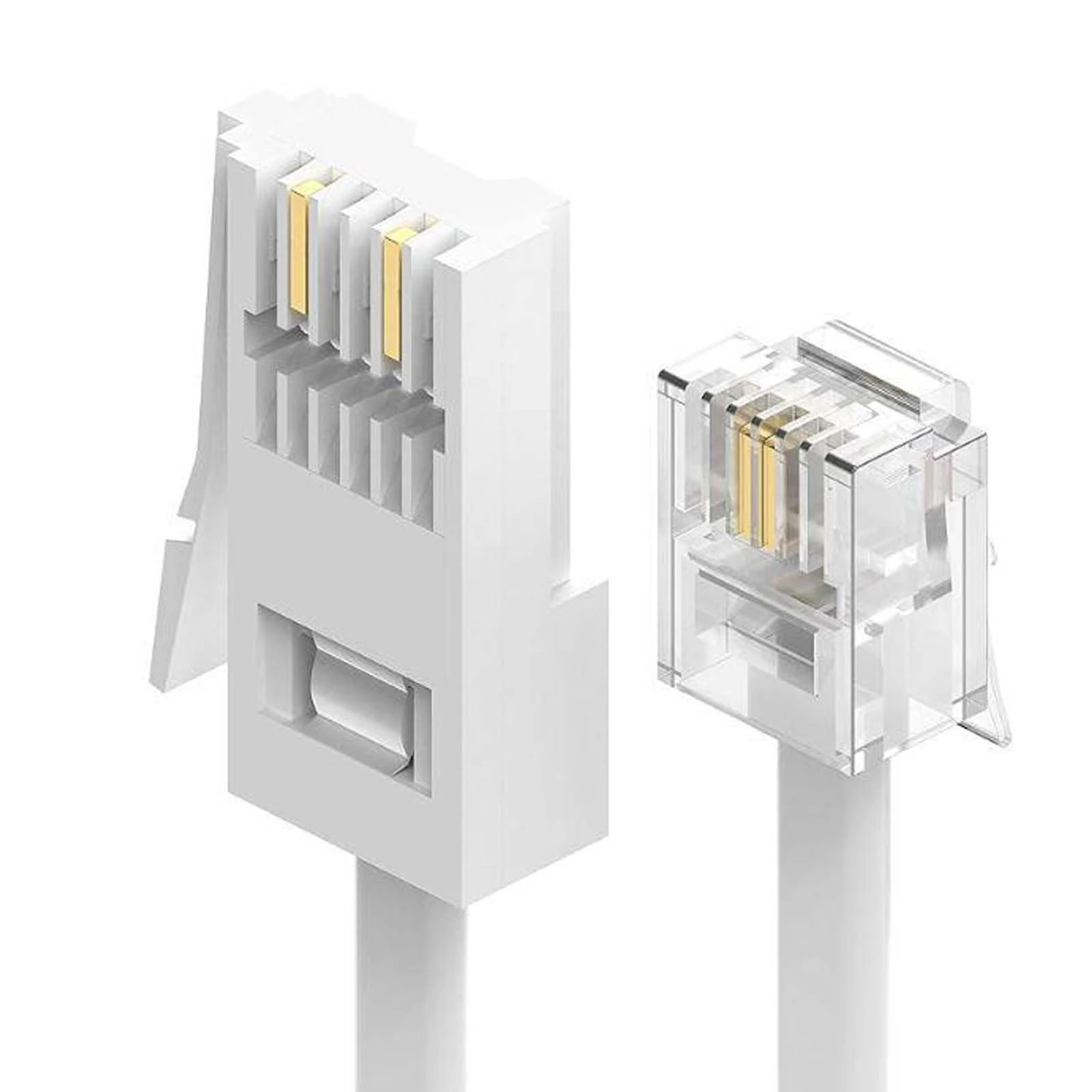 YIXINHE RJ11 telephone line, broadband, DSL cable, ADSL cable, 2-meter long, BT plug to RJ11 male, suitable for UK fixed line telephones, home and office use