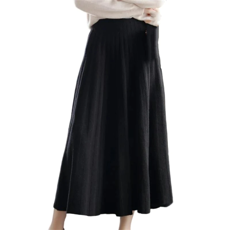 Women’S High Waist Mini Plaid Pleated Skirt Girl Fashion Casual Short Wool Skirt Black