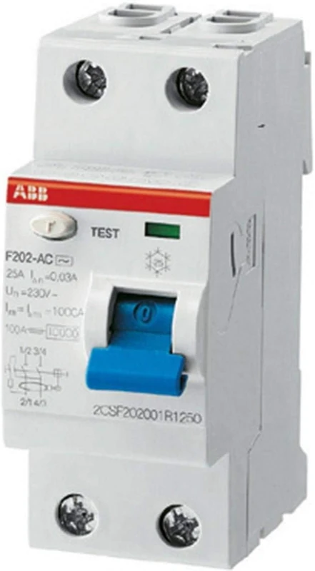 ABB Protecta Plus F202 B-16/0.3 Residual Current Circuit Breaker • 2 Pole • 16A • Type B • 300mA • RCCB • DIN Rail • F200 Series • Earth Fault Protection • 2CSF202568R3160