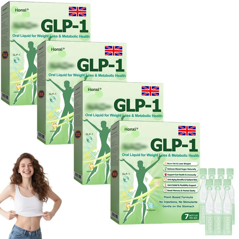 Honxi GLP-1 SIX-in-ONE Health Solution Oral Liquid, Advanced GLP-1 Oral Liquid, Multi-Action GLP1 Drops, Natural Herbal Honxi GLP1 Six in One Oral Solution for All Men and Women (4 Pack)