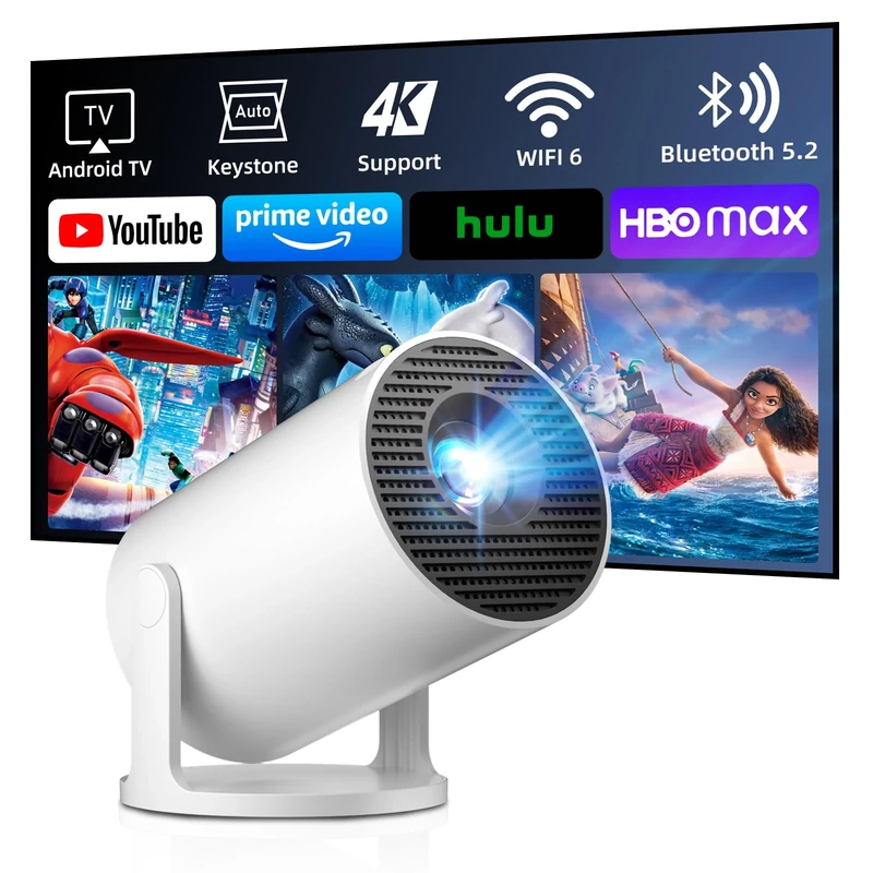 2026 Ultra Smart Projector Built-in Apps,12000 Lumens,HY300Pro+ Short Throw Projectors 4K&8K Support, Mini Projector with WiFi 6 Bluetooth,Auto Keystone,Movie Bedroom Proyector for IOS/Android,Gifits