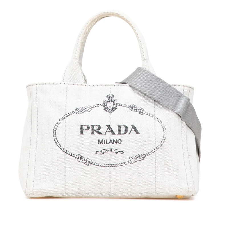 Prada Pre-Loved Small Denim Canapa Logo Satchel