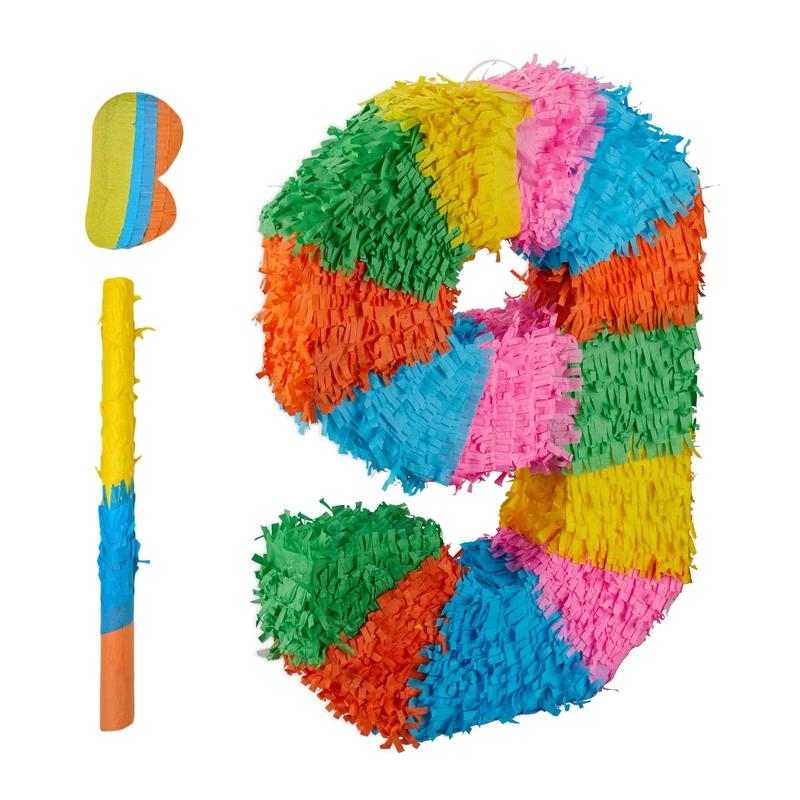 Relaxdays Rainbow Birthday Pinata, Fillable Party Game, 50.5 x 35.5 x 7.5 cm, Colorful Kids' Celebration Toy - Image 1