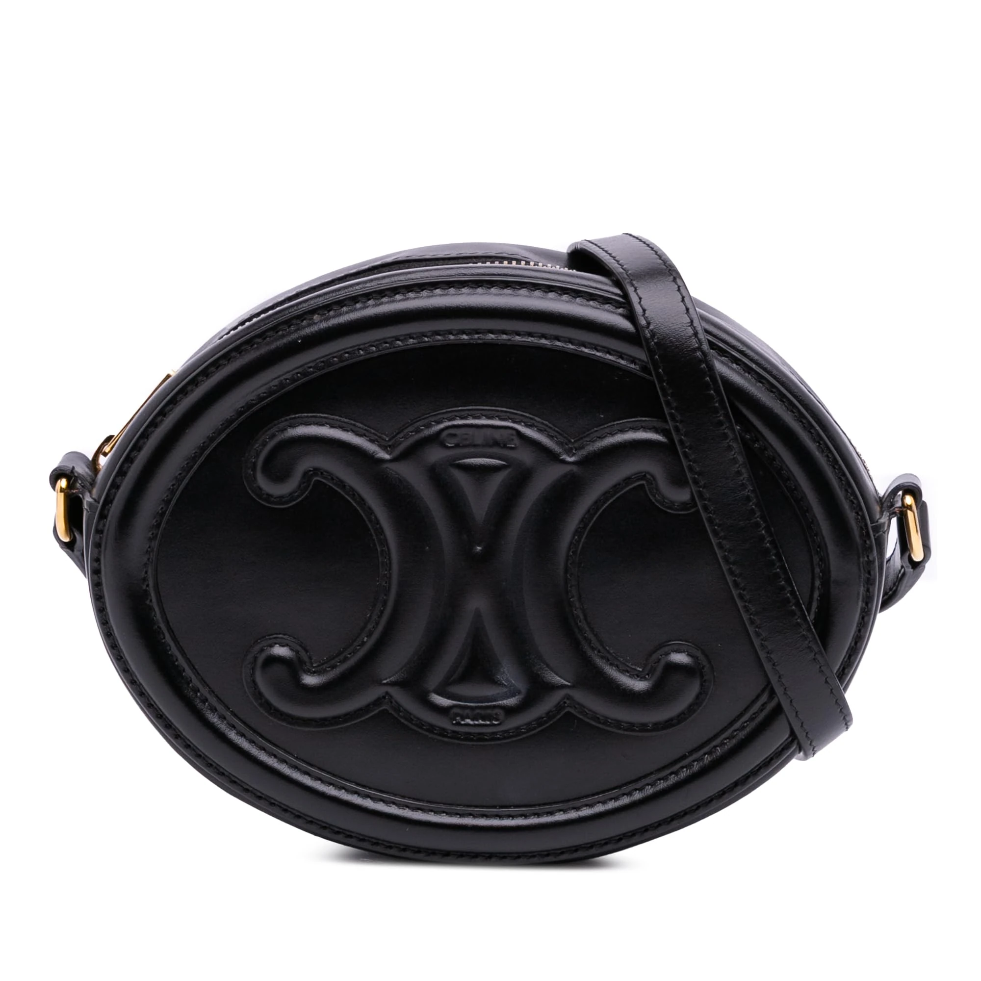 Celine Pre-Loved Small Calfskin Cuir Triomphe Oval Crossbody Bag