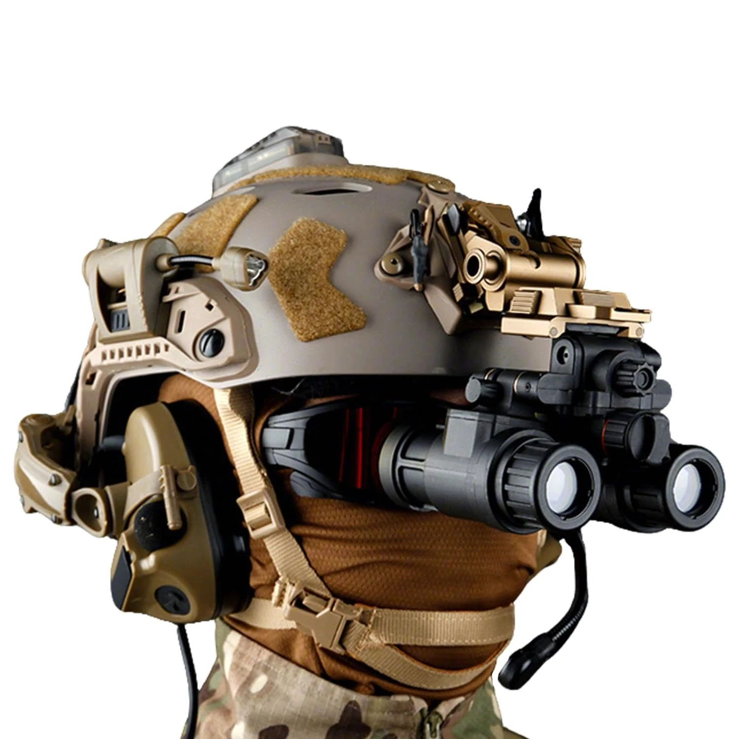 FAST SF Helmet Set, with Tactical Headset & Goggles & Signal Light & L4G24 NVG Mount & PVS31/GPNVG-18, for Airsoft Paintball CS Game(F)