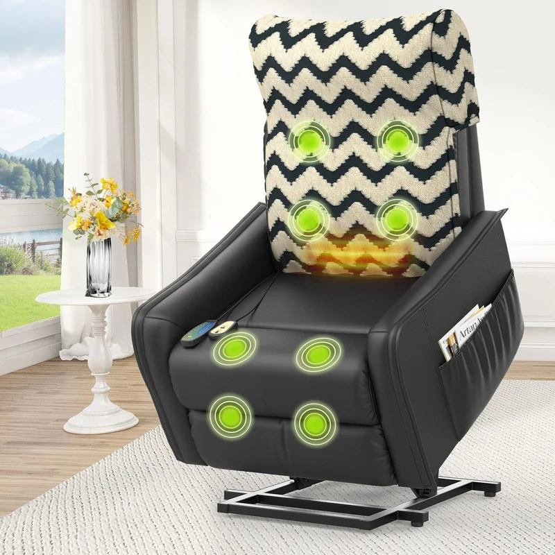 Srfzluxy Recliner Chair Lift Chair For the Elderly with Sofa Cover, Electric Rise and Recliner Armchair with Massage & Heat, Extended Footrest, Lazy Boy Reclining Chair Living Room Lounge Chair