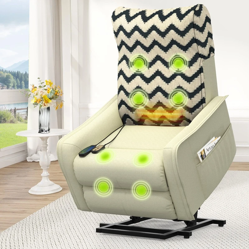 Srfzluxy Recliner Chair Lift Chair For the Elderly with Sofa Cover, Electric Rise and Recliner Armchair with Massage & Heat, Extended Footrest, Lazy Boy Reclining Chair Living Room Lounge Chair