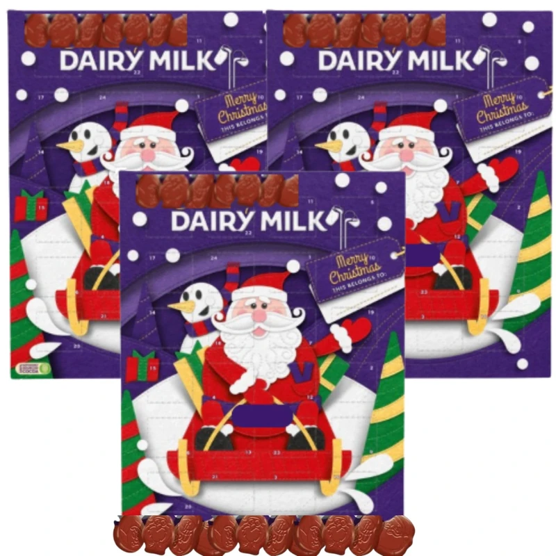 3 x Cadburys Dairy Milk Chocolate Advent Calendar 90g - Dairy Milk Advent Calendar Christmas 2025- Kids and Adults Gift- Countdown to Christmas with 24 Delicious Chocolates