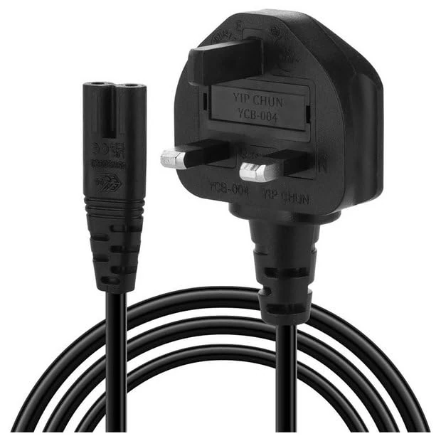 2 Pin Mains Power Lead Figure 8 Cable 1.5m – Compatible with PS4, PS5, Xbox, Samsung, LG, Toshiba, Sony TV, Canon Pixma, HP, Brother Printer, Asus Laptop Charger – UK Plug Cord Safe & British Standard