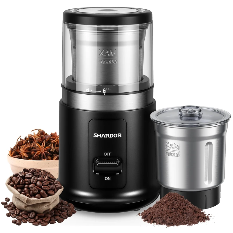 SHARDOR Coffee Grinder Electric ,One Removable Cup Coffee Bean Grinder 75g