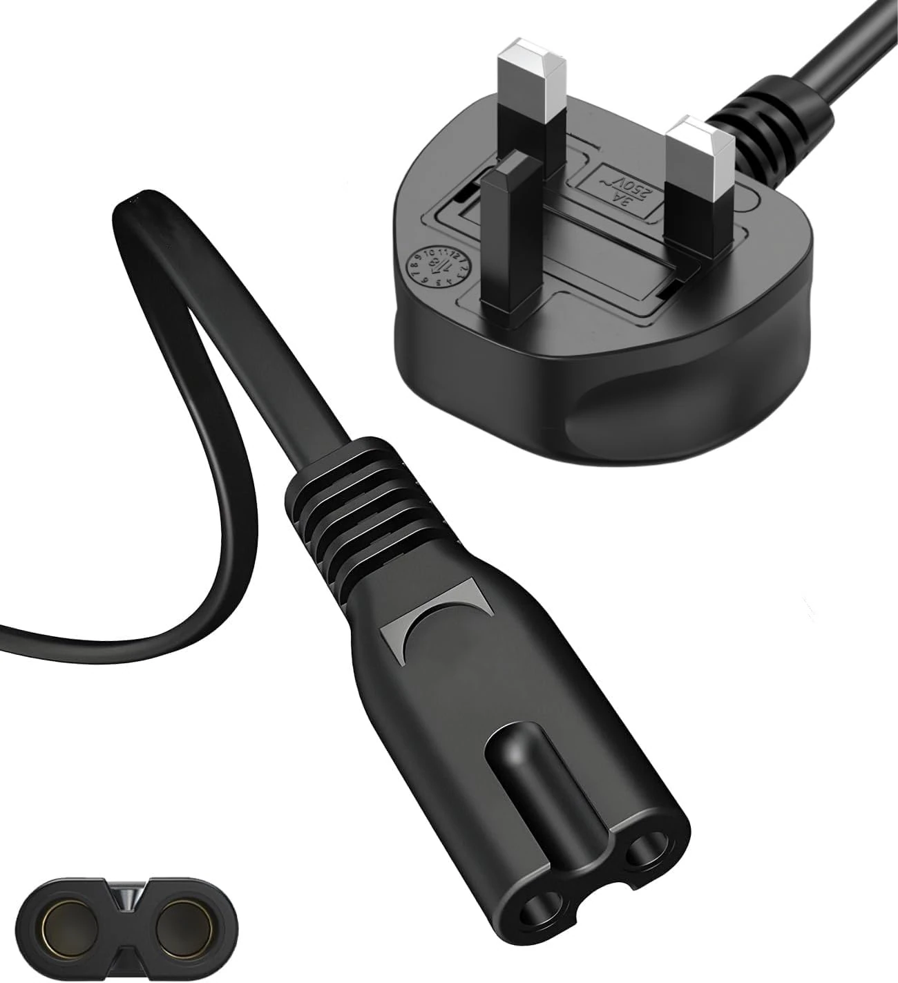 Power Cable for Samsung TV, 250V-3A 3M 2 Pin Mains Power Lead Fig Figure 8 Cable Compatible Electrical Cord Compatible Samsung,Lg,Panasonic,Roku,Hisense,Sharp,Hisense TV,PS4 PS5 Xbox