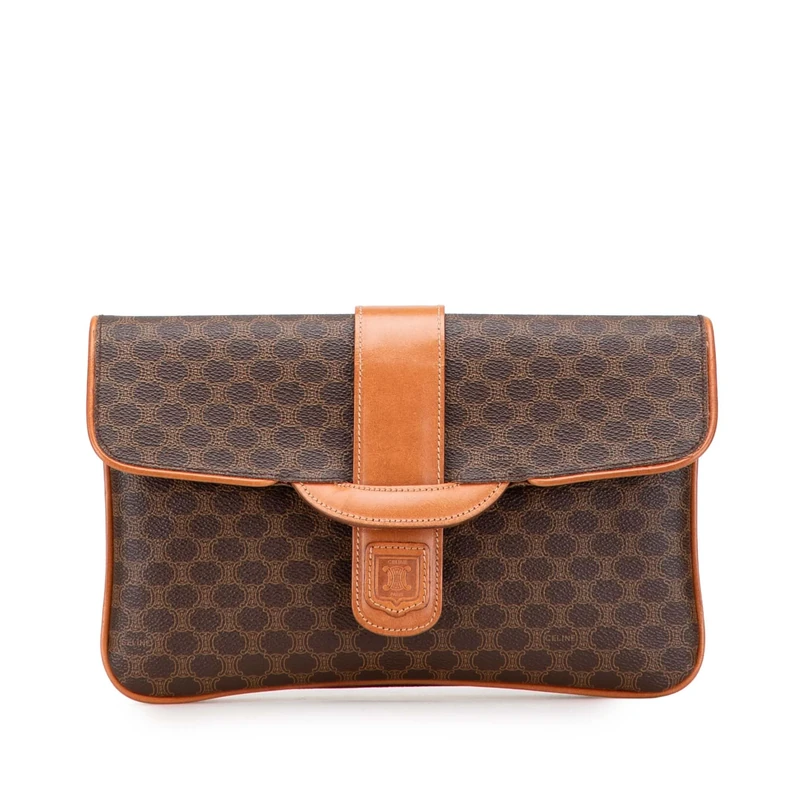 Celine Pre-Loved Macadam Coated Canvas Clutch