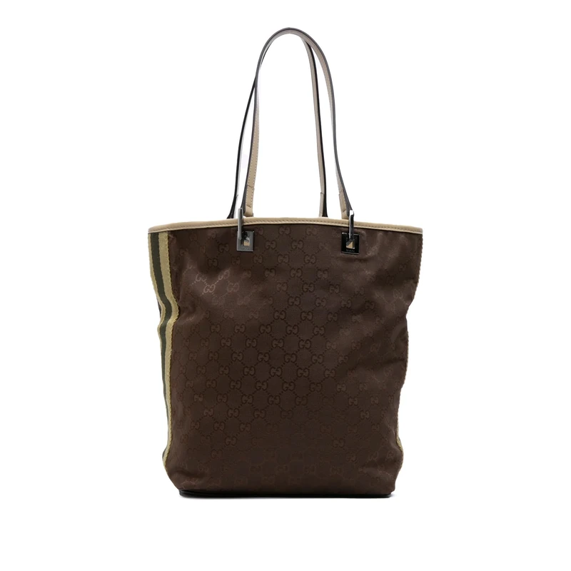 Gucci Pre-Loved GG Canvas Web Tote Bag
