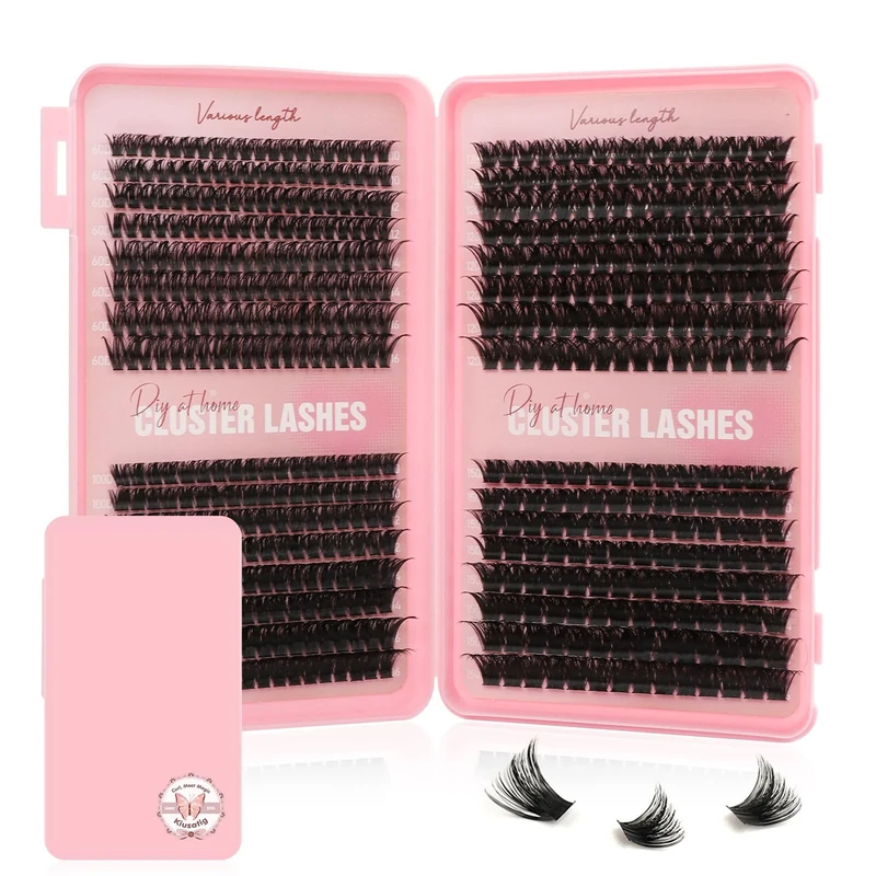Kiusatig Eyelash Extensions, Pack of 544 Lashes Clusters, Individual Eyelashes, 60D, 100D, 120D, 150D Cluster Lashes Extension, 10-16 mm Eyelash Extension for DIY at Home