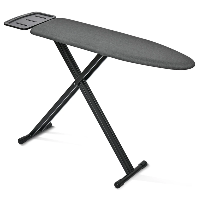 Folding Ironing Board, Full Size Ironing Boards, No Assembly Required, Adjustable Heights, Reinforced Non-Slip Legs with Ironing Tray, Heat Resistant Cover, 33 x 110 cm, Black