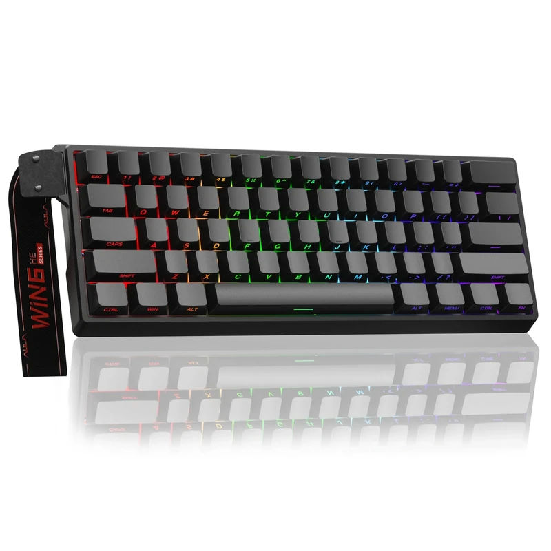 AULA WIN60 HE Mechanical Gaming Keyboard Wired,Hall Effect Magnetic Switches,Adjustable Actuation Rapid Trigger,8K Polling Rate,RGB Backlight,60% Percent Keyboard for Mac/Win (Black,Side Printed)