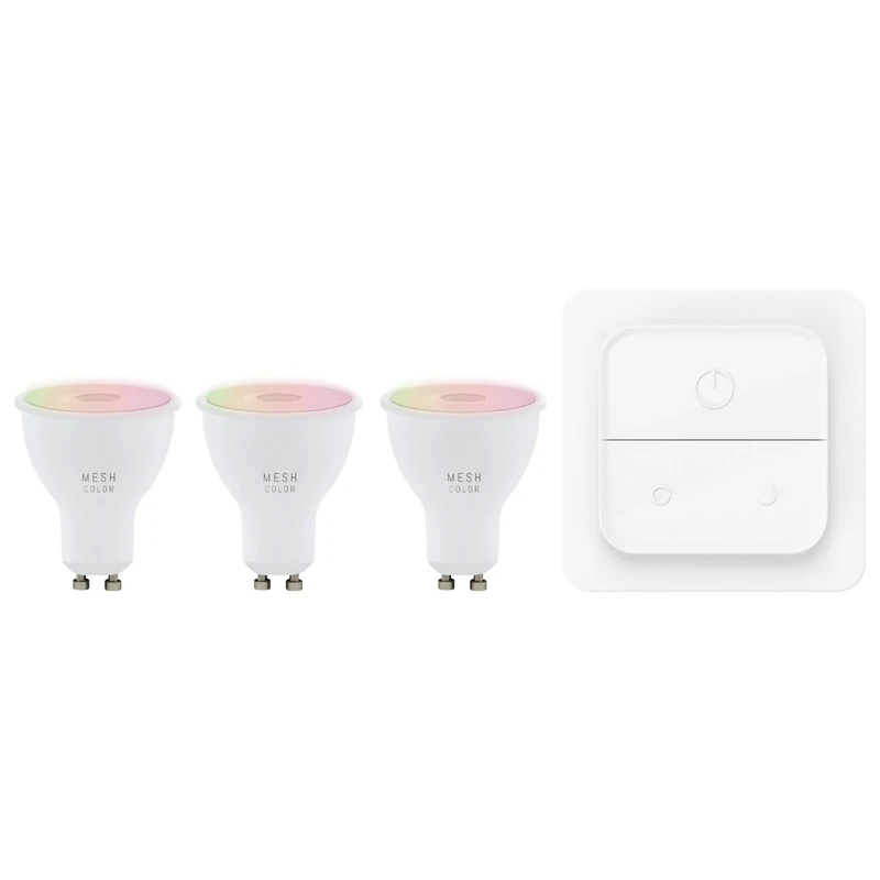 Eglo Connect.z Smart Home LED Light Bulb Set with 3 GU10 Bulbs, Light Switch, matt, ZigBee, app and Alexa Voice Control, Warm White-Cool White, RGB, 420 lumens, 4.9 watts