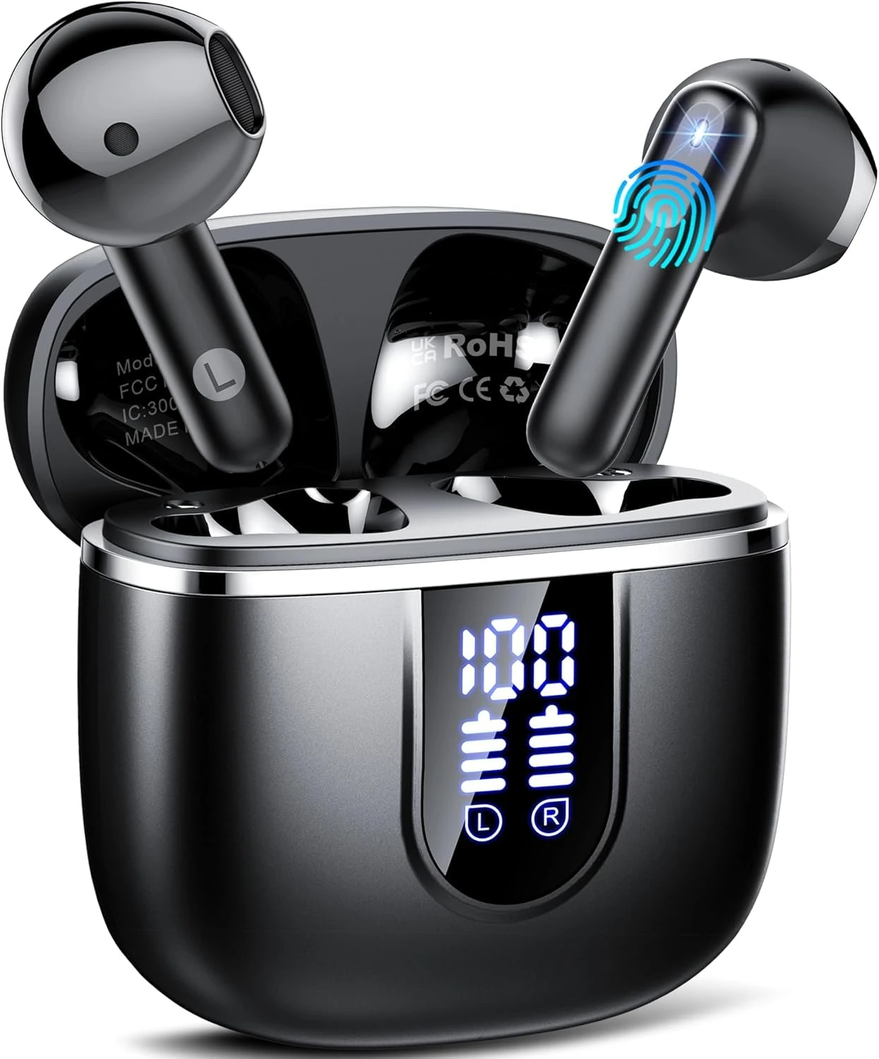 Wireless Earbuds, Bluetooth 5.4 Earphones In Ear Hi-Fi Stereo Deep Bass, Bluetooth Headphones with 4 ENC Noise Cancelling Mic, 40H Playback IP7 Waterproof Earbuds Comfortable Earbuds for Sport, Work