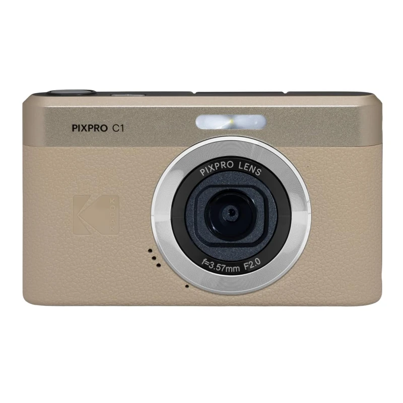 Kodak PIXPRO C1 Friendly Zoom Digital Camera - 13MP Compact Point and Shoot with 2.8” 180° Tilt LCD Flip Screen, Retro Vintage Design with 4X Zoom and 1080P Full HD Video for Travel, Vlogging, Tan