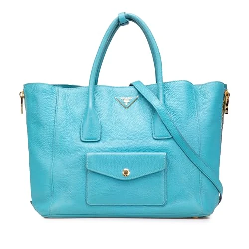 Prada Pre-Loved Vitello Daino Side Zip Twin Pocket Open Convertible Tote