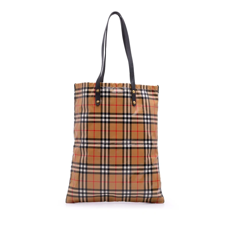 BURBERRY Pre-Loved House Check Coated Canvas Tote Bag