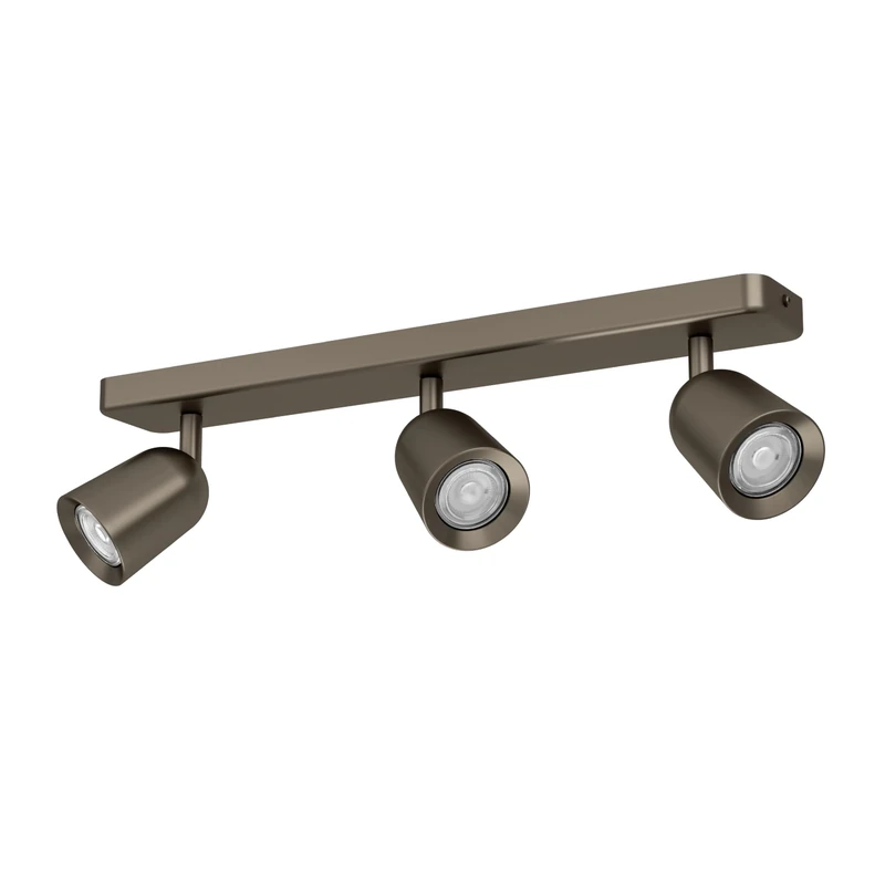 Eglo Spotlight bar Camaldoli, Kitchen Light Fitting with 3 Flexible Spots, Ceiling lamp Living Room Made of Bronze Steel, GU10 Socket