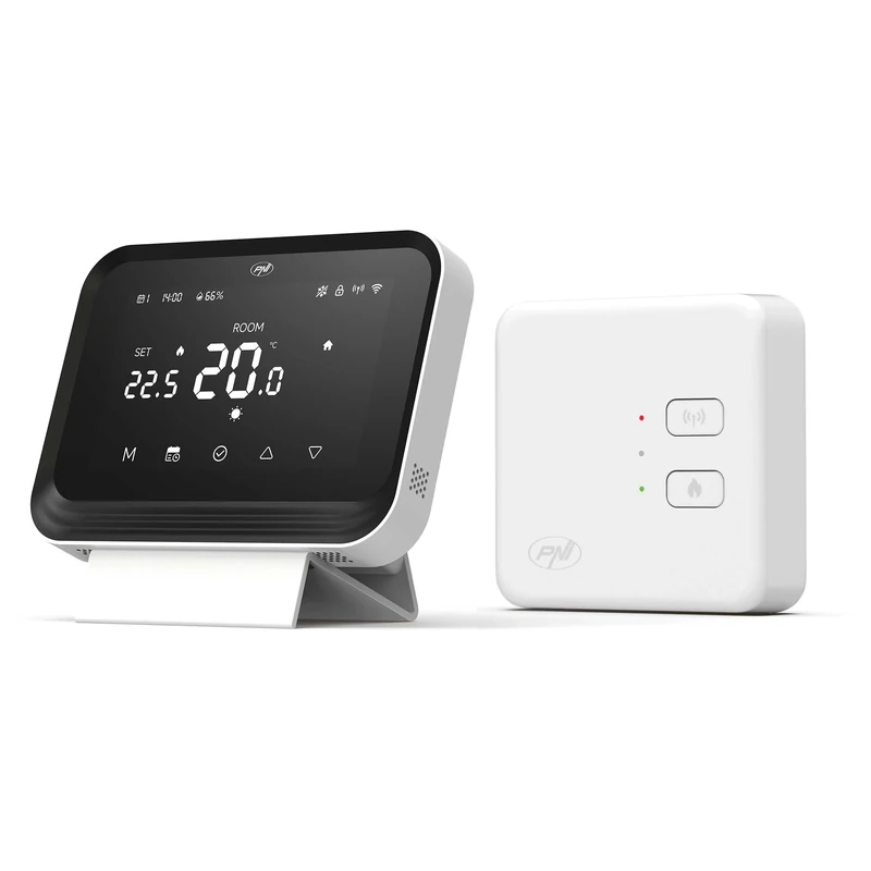 PNI CT45 wireless smart thermostat, with WiFi, Internet control, for heating systems, TuyaSmart APP, White