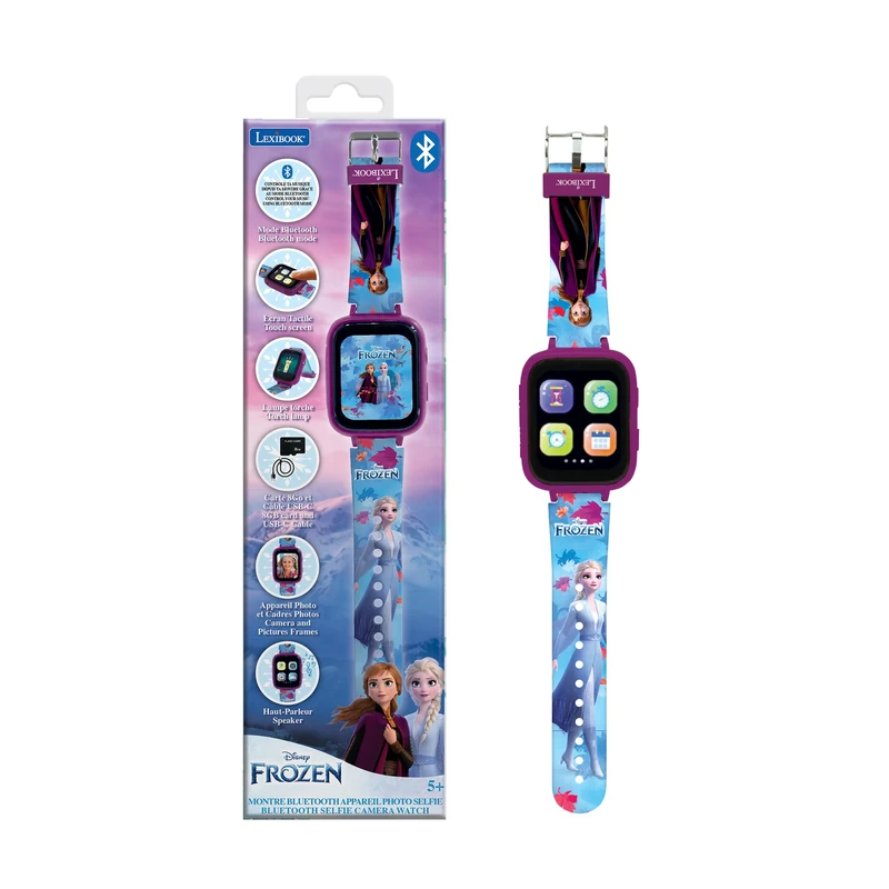 LEXIBOOK, Disney Frozen, Bluetooth Watch with Color Screen Frozen with Camera and 8 GB Memory Card, Blue, DMW071FZ