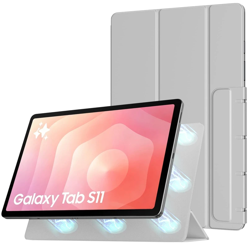 TiMOVO Magnetic Case for Samsung Galaxy Tab S11 11 Inch 2025 SM-X730/X736B, Slim Smart Lightweight Stand Cover, Support Auto Wake/Sleep, Silver Gray