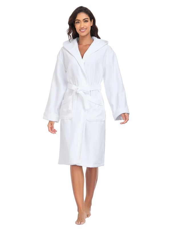 YEAUPE PRO Women's Bathrobe, White, XL