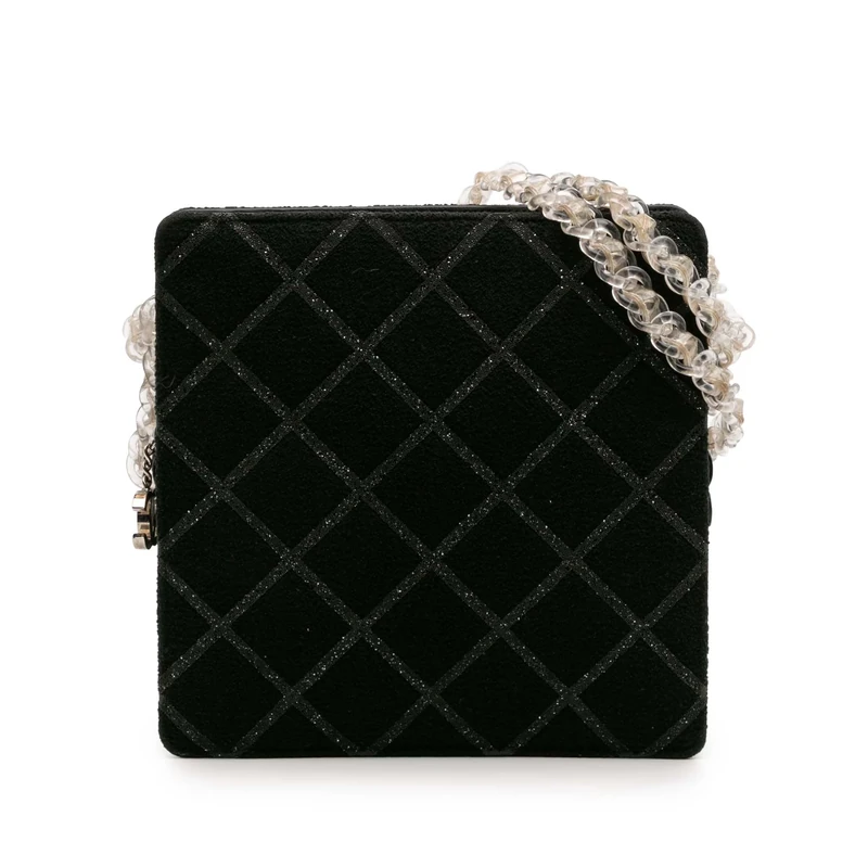 Chanel Pre-Loved Tweed And Resin Zipped Chain Shopping Bag Crossbody