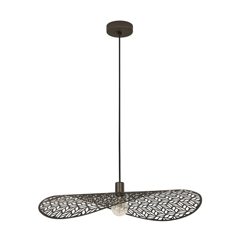 Eglo Pendant Lighting Swaby, XXL Hanging lamp for Dining Table, Ceiling Light Fitting for Living Room, Bronze Coloured Metal, E27 Socket, Ø 80 cm