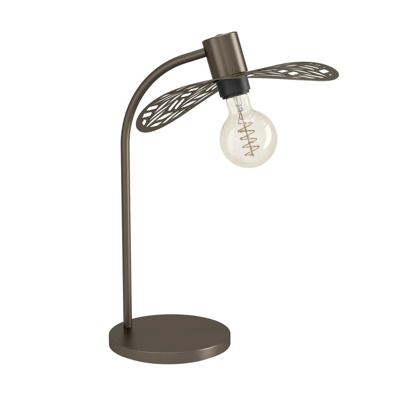 Eglo Bedside lamp Swaby, Table Light Fitting with Curved lampshade, Decorative Living Room and Bedroom Lighting, Metal in Bronze, E27 Socket, H 46.5 cm