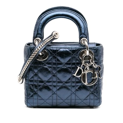 Dior Pre-Loved Mini Crinkled Calfskin Cannage Lady Handbag