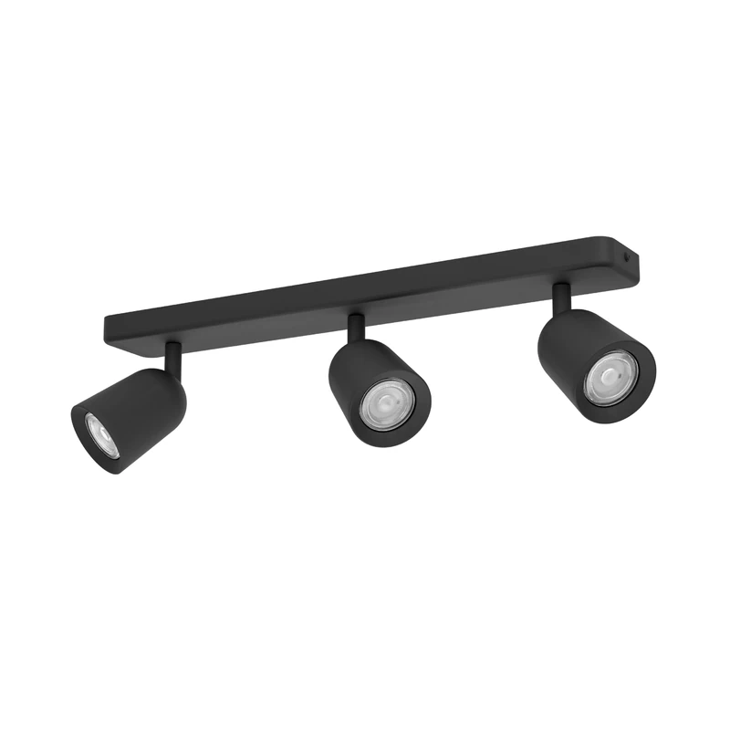 Eglo Spotlight bar Camaldoli, Kitchen Light Fitting with 3 Flexible Spots, Ceiling lamp Living Room Made of Black Steel, GU10 Socket