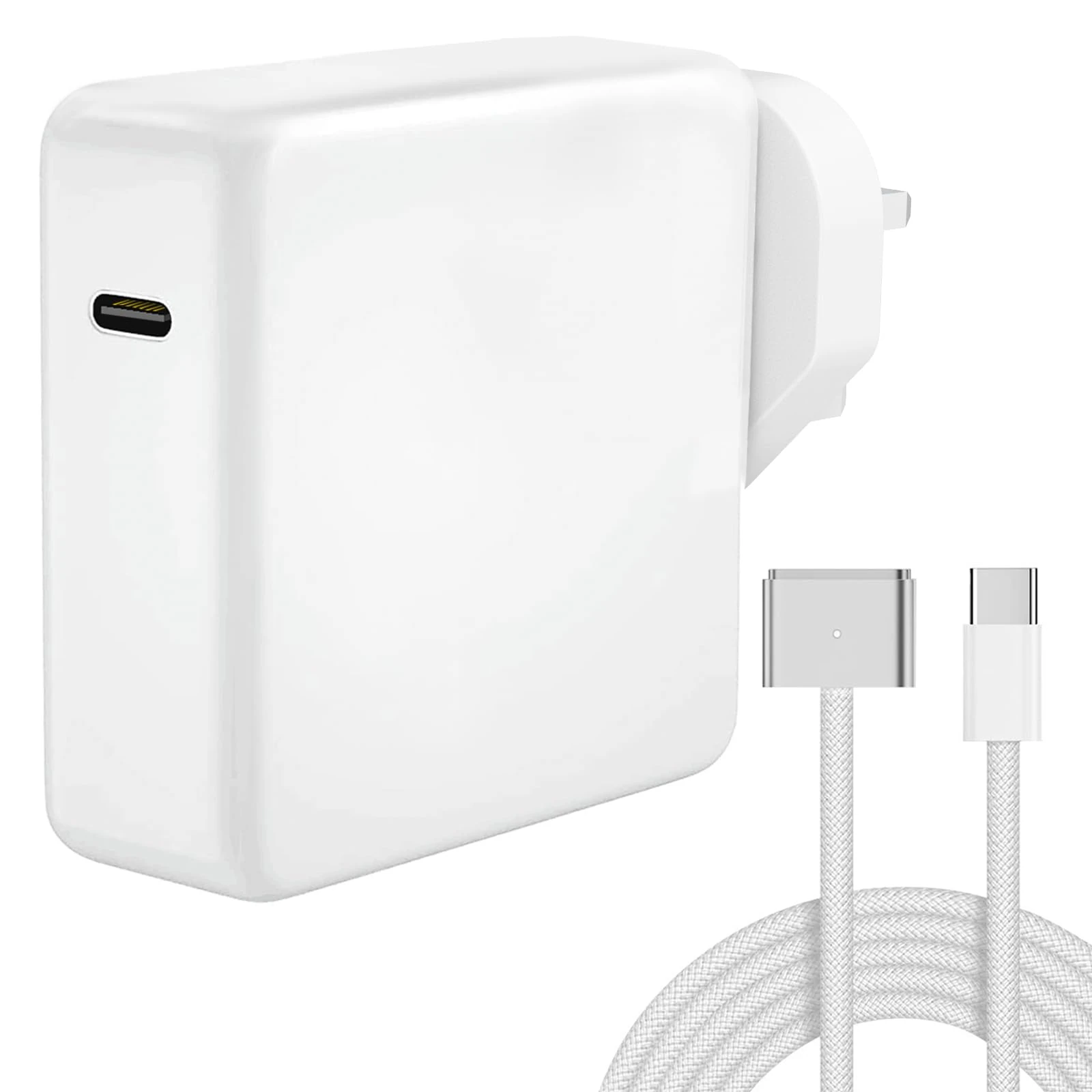 Mac Book Pro Air Charger - 70W M4/M3/M2/M1 Mac Charger Fast Power Adapter with 2M USB C to T Braided Cable, Compatible with MacBook Air 13/15 inch (2022~2024), MacBook Pro 14/16 inch (2021~2024)
