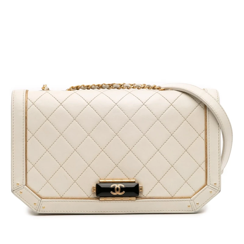 Chanel Pre-Loved Medium Quilted Calfskin Octagon CC Clasp Flap Crossbody Bag